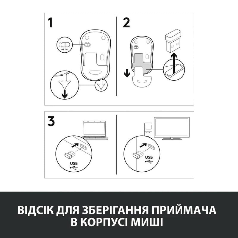 Мышь беспроводная Logitech M185 Grey (910-002238)