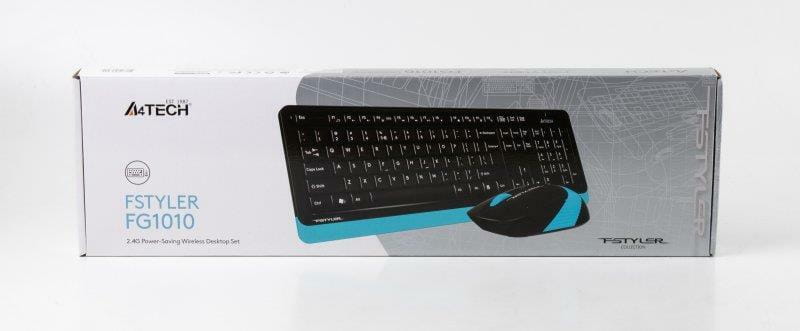 Комплект (клавиатура, мышь) беспроводной A4Tech FG1010 Black/Blue USB