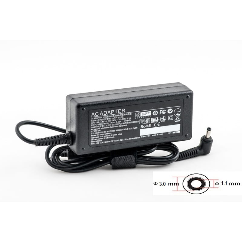 Блок живлення PowerPlant для ноутбука Acer 220V, 19V 65W 3.42A 3.0х1.1мм (AC65F3011)