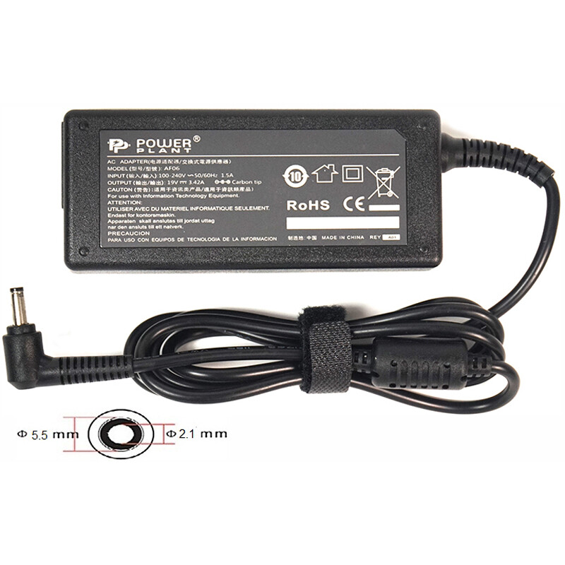 Блок живлення PowerPlant для ноутбука Acer 220V, 19V 65W 3.42A 5.5х2.1мм (AC65F5521)