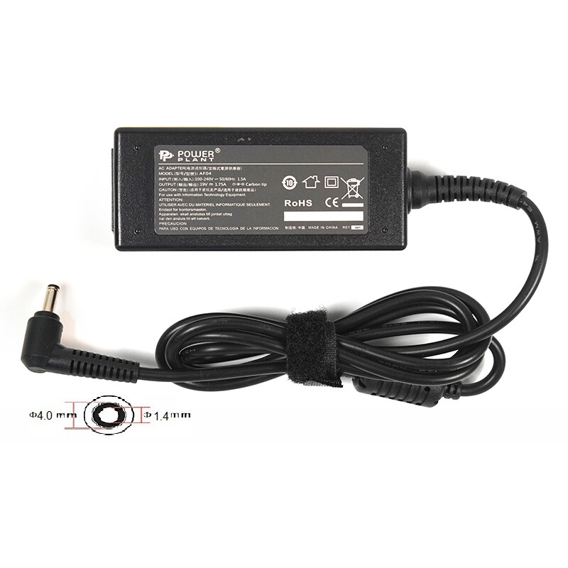 Блок питания PowerPlant для ноутбука Asus 220V, 19V 33W 1.75A, 4.0х1.35мм (AS33F4014)