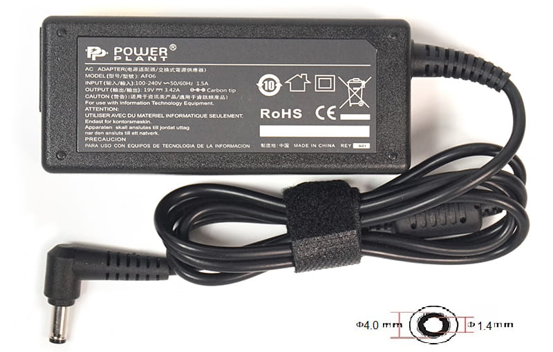 Блок живлення PowerPlant для ноутбука Asus 220V, 19V 65W 3.42A, 4.0х1.35мм (AS65F4014)