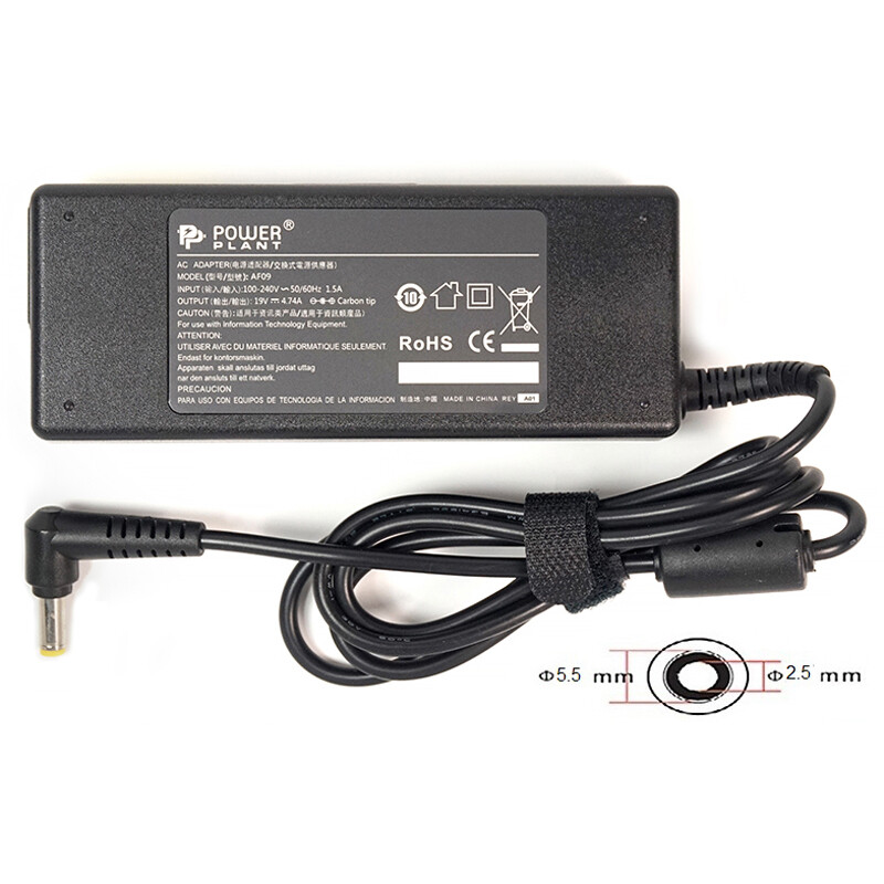 Блок питания PowerPlant для ноутбука Asus 220V, 19V 90W 4.74A, 5.5х2.5мм (AS90F5525)