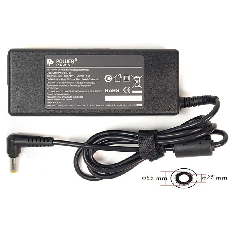 Блок живлення PowerPlant для ноутбука Asus 220V, 19V 90W 4.74A, 5.5х2.5мм (AS90F5525)