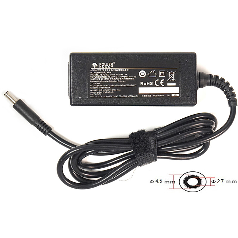 Блок питания PowerPlant для ноутбука Dell 220V, 19.5V 45W 2.31A, 4.5х2.7мм (DE45G4527)