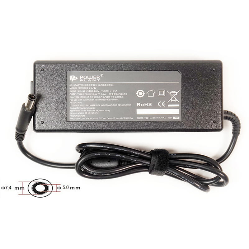 Блок питания PowerPlant для ноутбука Dell 220V, 19.5V 130W 6.7A, 7.4х5.0мм (DL130G7450)