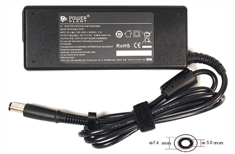 Блок живлення PowerPlant для ноутбука HP 220V, 19V 90W 4.74A, 7.4х5.0мм (HP90F7450)