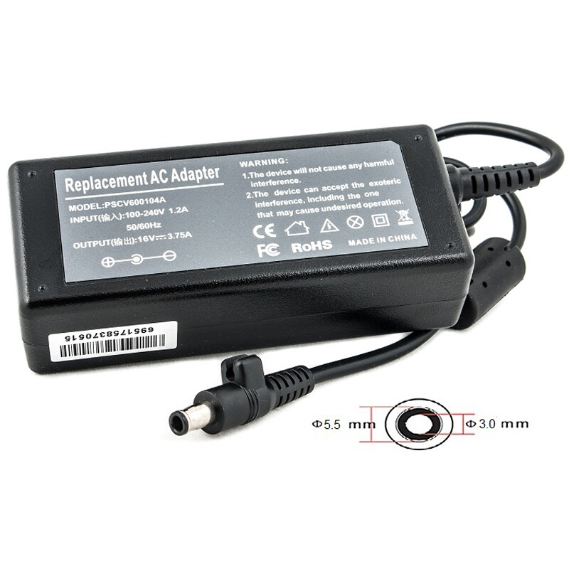 Блок питания PowerPlant для ноутбука Samsung 220V, 16V 60W 3.75A, 5.5х3.0мм (SA60D5530)