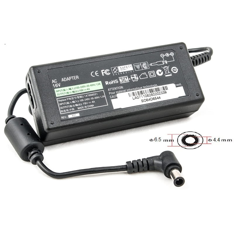 Блок питания PowerPlant для ноутбука Sony 220V, 16V 64W 4A, 6.5х4.4мм (SO64D6544)