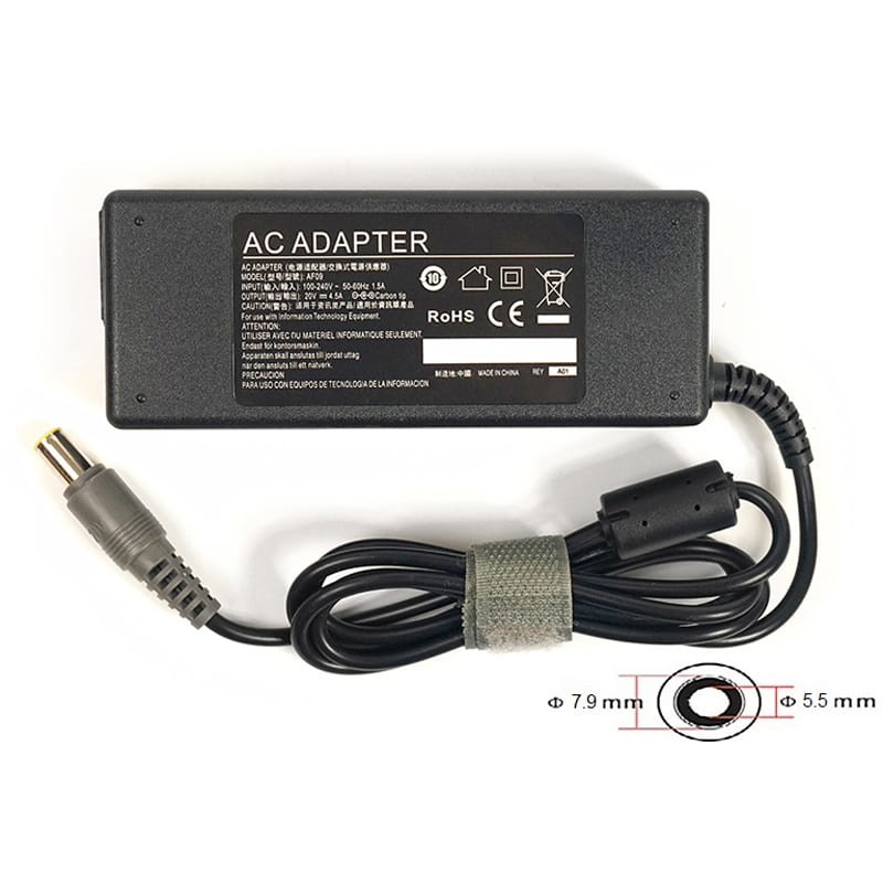 Блок питания PowerPlant для ноутбука IBM/Lenovo 220V, 20V 90W 4.5A, 7.9х5.5мм (IB90H7955)