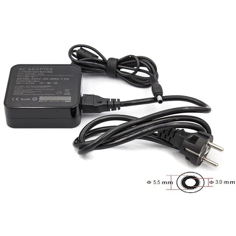 Блок живлення PowerPlant для ноутбуков Samsung 220V, 19V 90W 4.74A (5.5*3.0) wall mount (WM-SA90F5530)