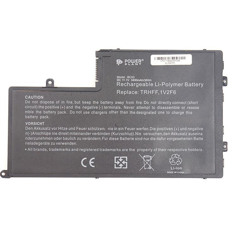 АКБ PowerPlant для ноутбука Dell Inspiron 15-5547 Series (TRHFF, DL5547PC) 11.1V 3400mAh (NB440580)