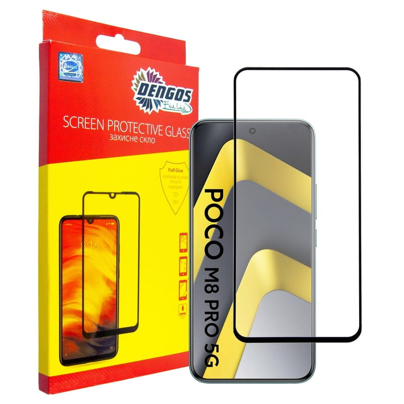 Защитное стекло Dengos для Poco M8 Pro 5G Black Full Glue (TGFG-429)