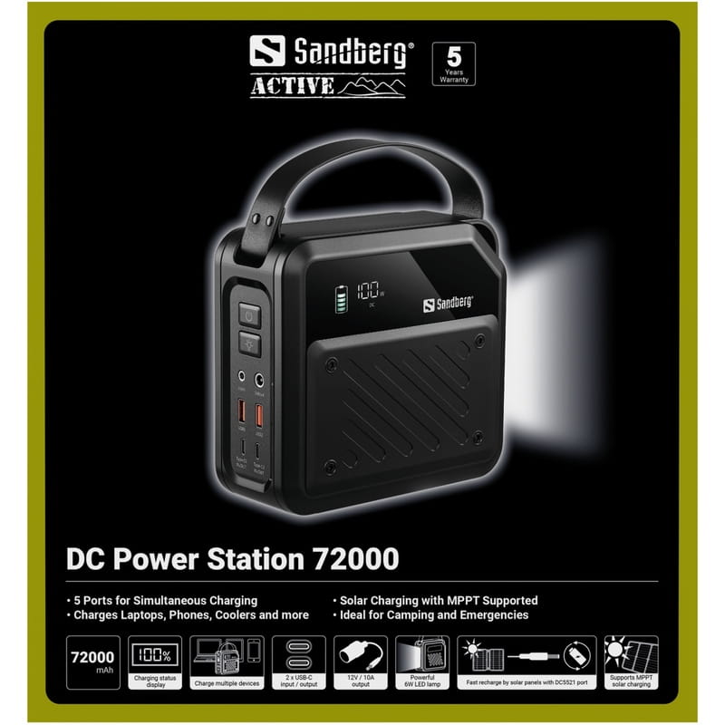 Універсальна мобільна батарея Sandberg DC Power Station 72000mAh Black (421-22)