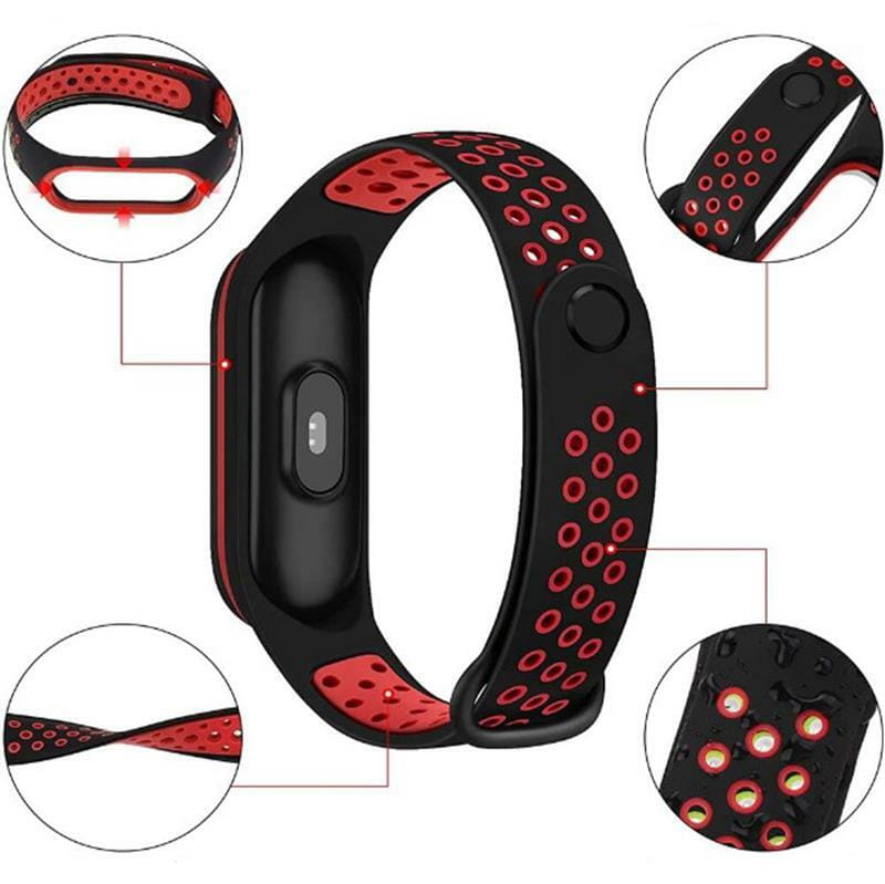Ремешок BeCover Nike Style для Xiaomi Mi Smart Band 5/Mi Smart Band 6 Black-Red (705153)