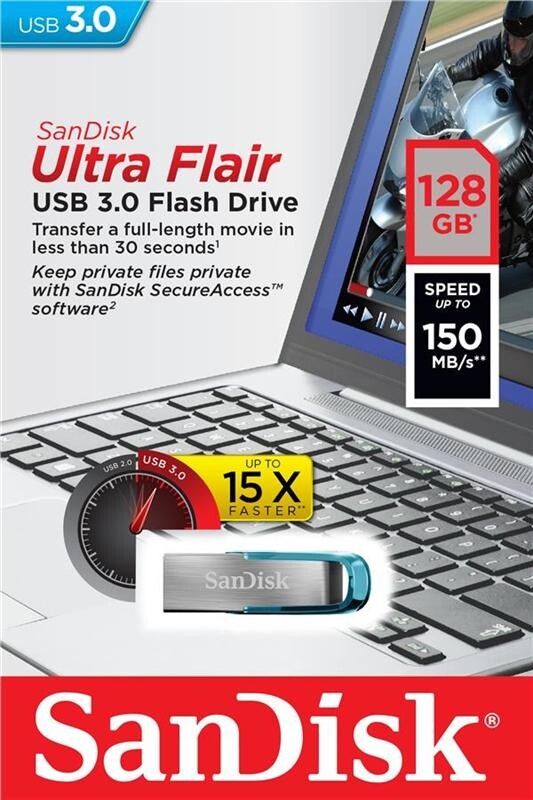 Флеш-накопитель USB3.0 128GB SanDisk Flair Blue (SDCZ73-128G-G46B)