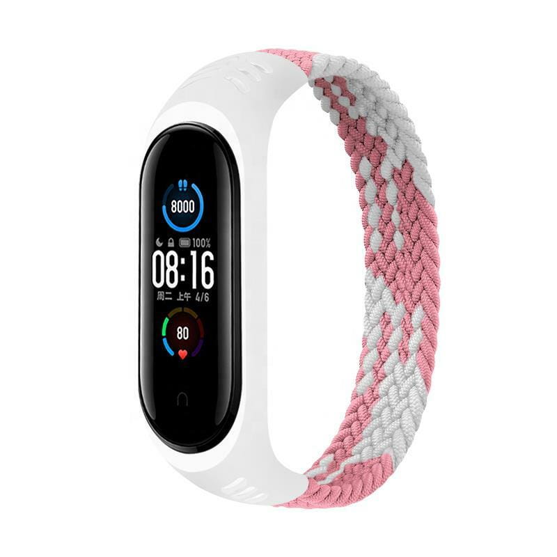 Ремешок BeCover Elastic Nylon Style для Xiaomi Mi Smart Band 5/Mi Smart Band 6 Size M Pink/White (706153)