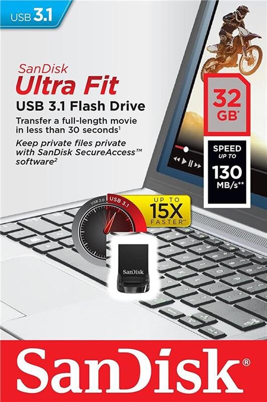 Флеш-накопитель USB3.1 32GB SanDisk Ultra Fit Black (SDCZ430-032G-G46)