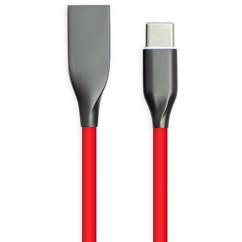 Кабель PowerPlant USB - USB-C, 1 м, силікон, Red (CA911387)