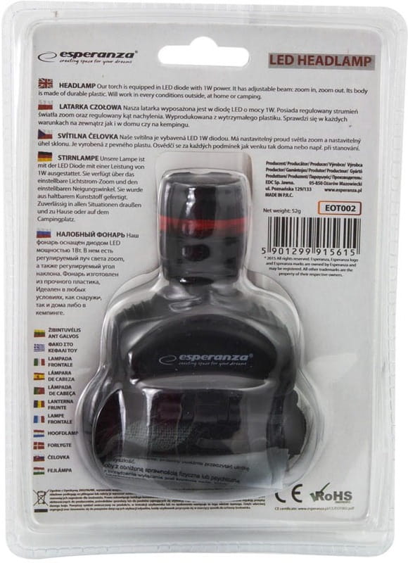 Налобний ліхтар Esperanza Vega EOT002