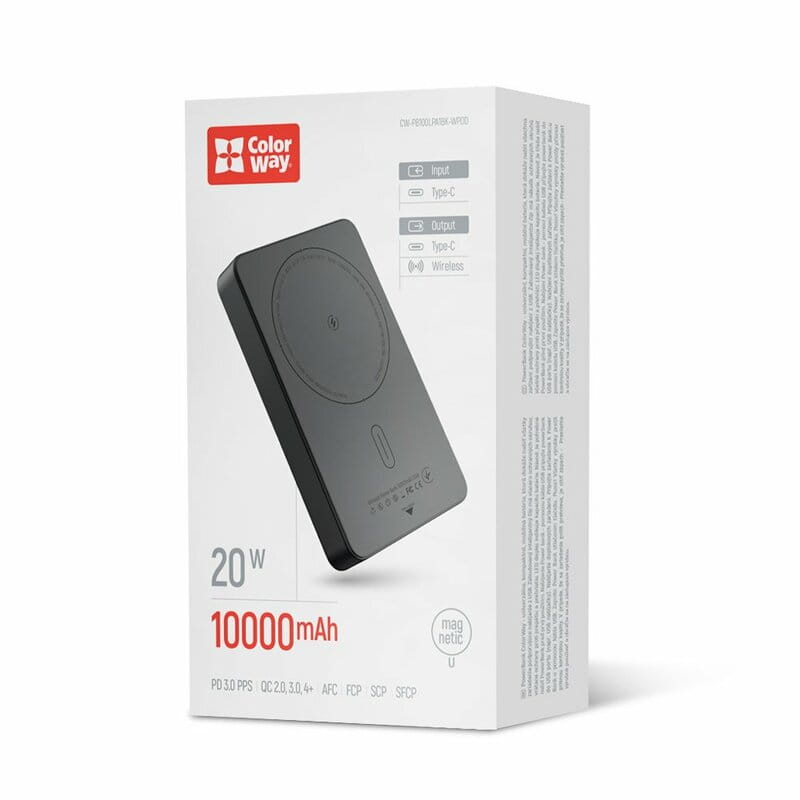 Універсальна мобільна батарея ColorWay 15W MagSafe 10000mAh Black (CW-PB100LPA1BK-WPDD)