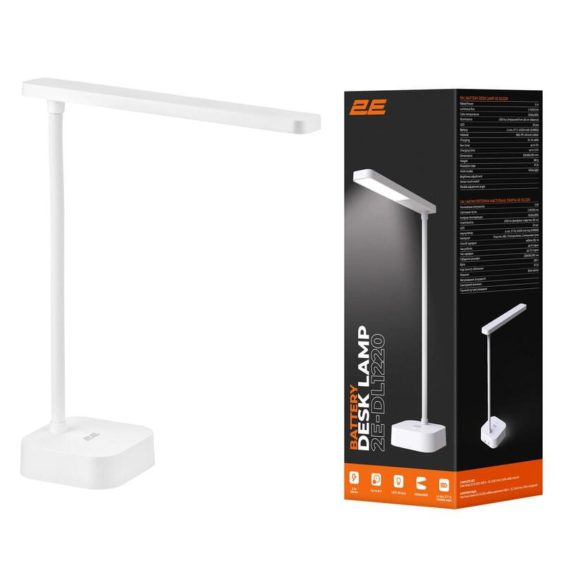 Настольная лампа LED 2E 5Вт 5000K 1200мАг со встроенным аккумулятором белая (2E-DL1220)