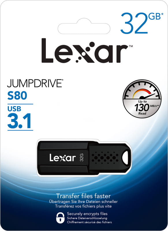 Флеш-накопичувач USB3.2 32GB Lexar JumpDrive S80 Black (LJDS080032G-BNBNG)
