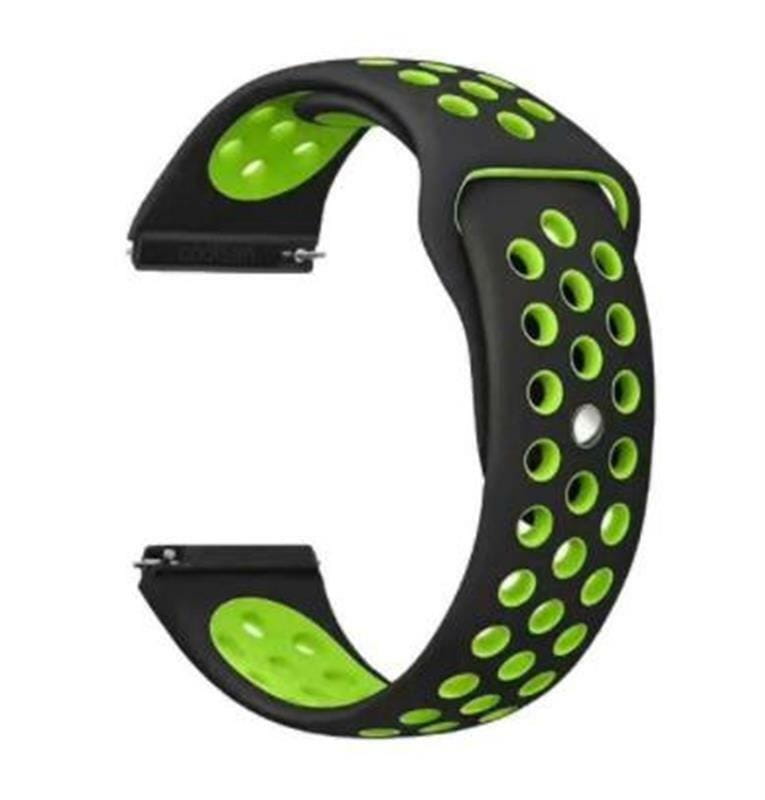 Ремешок BeCover Nike Style для Samsung Galaxy (20mm)/Watch 5/ Watch 4 40/44mm/Watch 4 Classic 42mm/Watch Active/Active 2 40/44mm/Watch 3 41mm/Gear S2/Classic/Gear Sport Black-Green (705694)