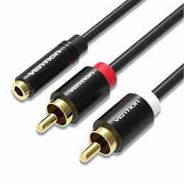Кабель Vention 3.5 мм - 2хRCA (F/M), 1 м, Black (VAB-R01-B100)