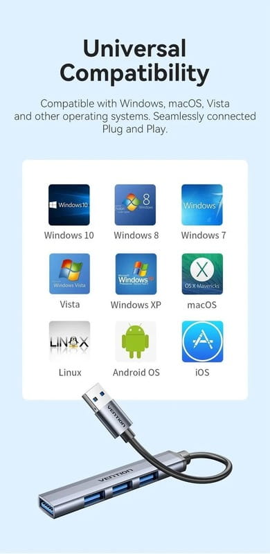 USB-хаб Vention CKPHB 4 ports Grey