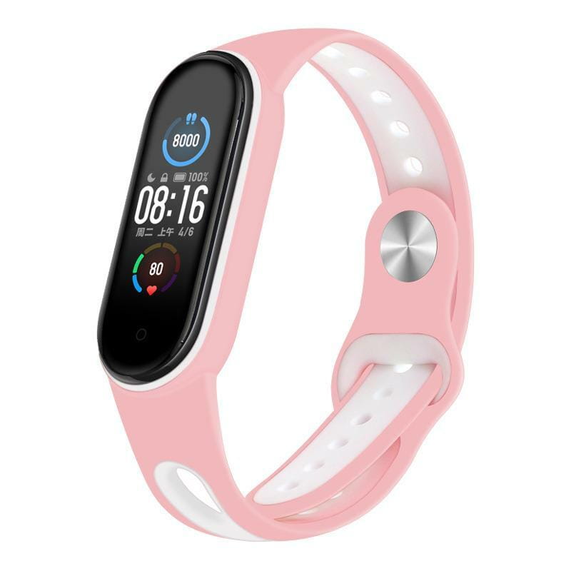 Ремінець BeCover Sport Style для Xiaomi Mi Smart Band 5/Mi Smart Band 6/Mi Smart Band 7 Pink-White (705173)