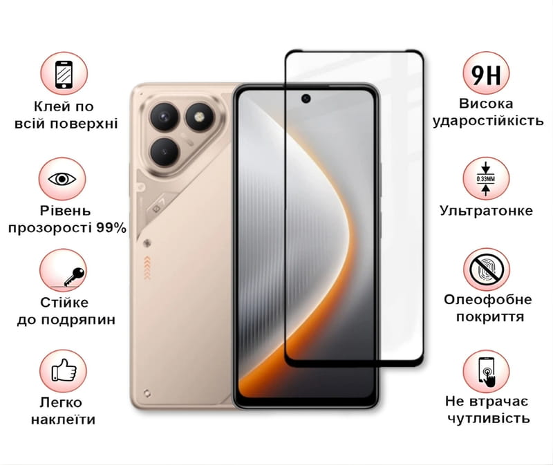 Захисне скло BeCover для Tecno Pova 7 Neo (LJ6) Black (714920)