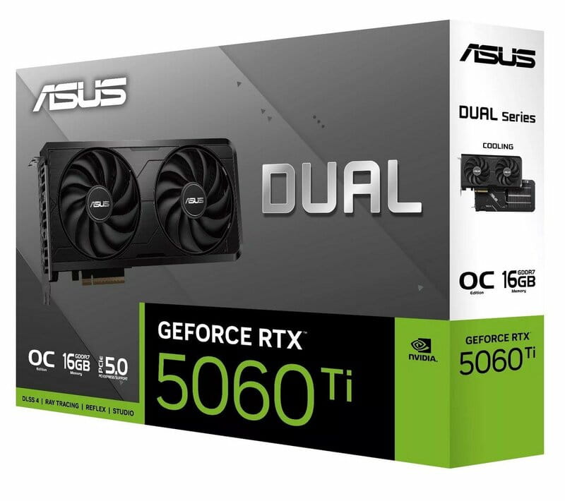 Видеокарта GF RTX 5060 Ti 16GB GDDR7 Dual EVO OC Asus (DUAL-RTX5060TI-O16G-EVO BULK)
