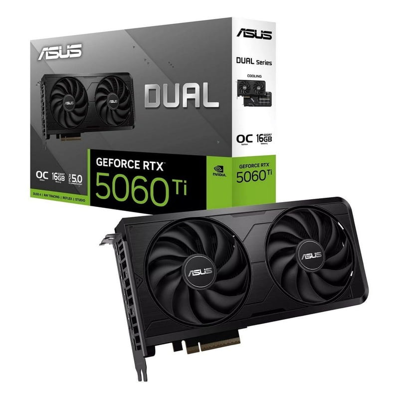 Видеокарта GF RTX 5060 Ti 16GB GDDR7 Dual EVO OC Asus (DUAL-RTX5060TI-O16G-EVO BULK)
