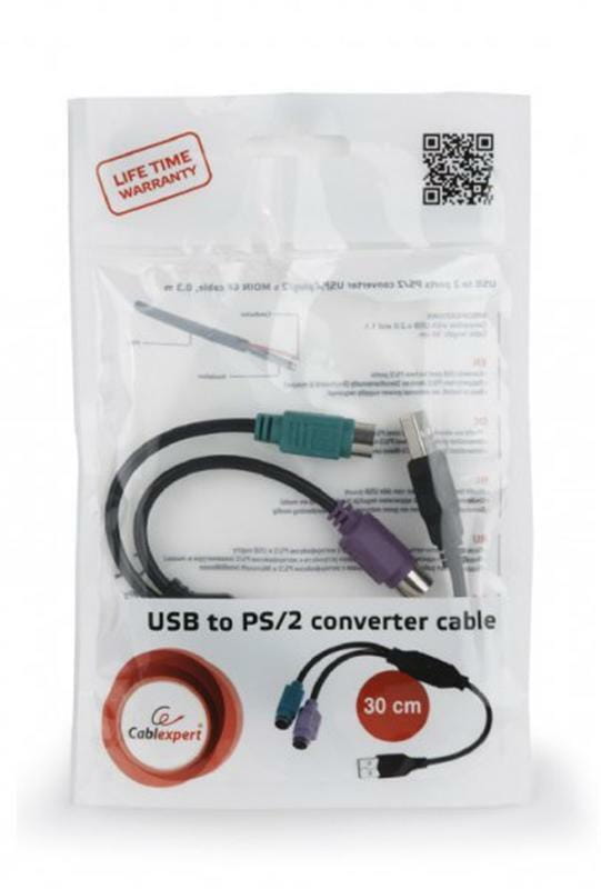 Контроллер Cablexpert (UAPS12-BK), USB 1.1/2 x PS/2, 0.3 м, черный