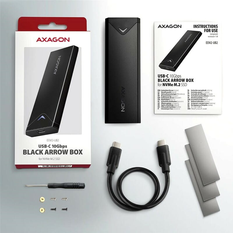 Зовнішня кишеня Axagon NVMe M.2 2242/2260/2280 USB Type-C 3.2 Black (EEM2-UB2)