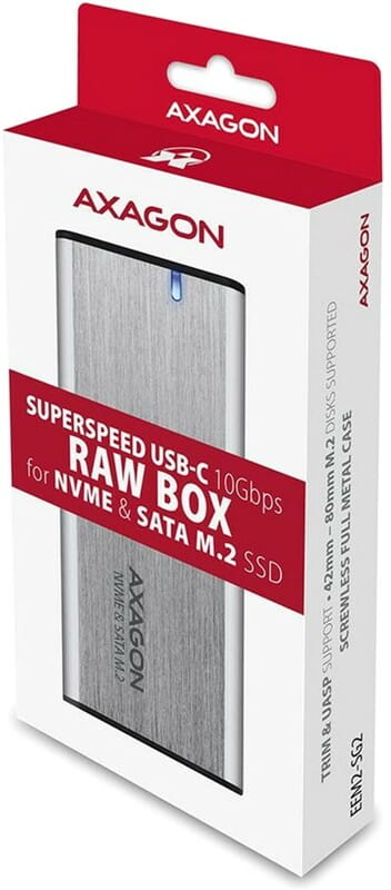 Зовнішня кишеня Axagon NVMe M.2 2242/2260/2280 USB Type-C 3.2 Silver (EEM2-SG2)