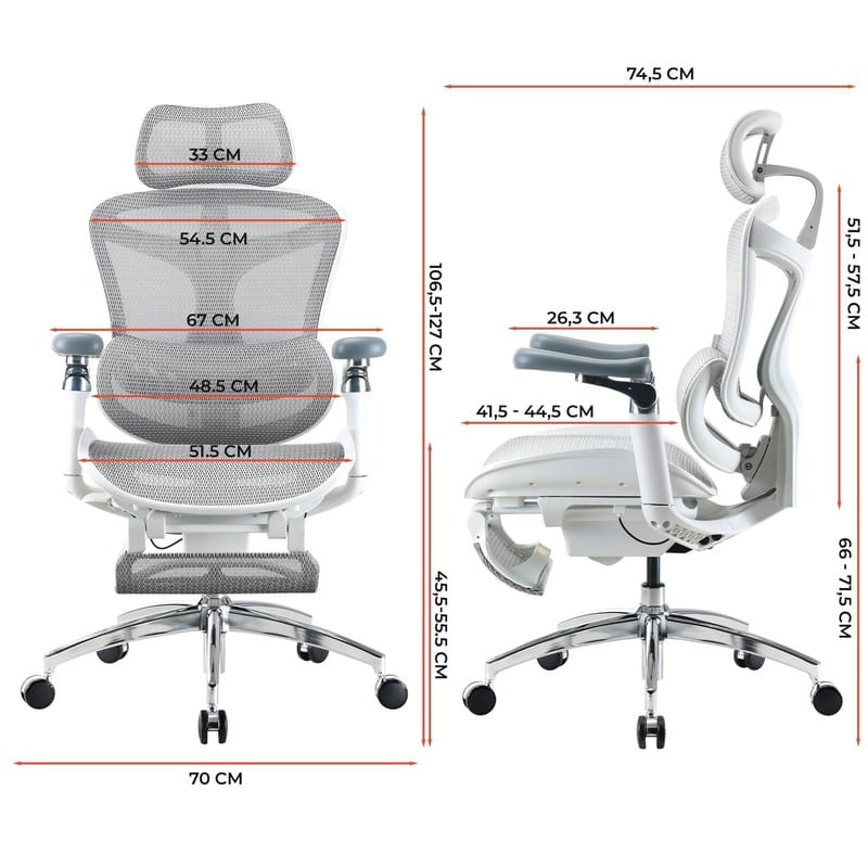 Крісло офісне Sihoo Doro C300 Pro Mesh White with footrest (Doro-C300-Pro-M102-JT)