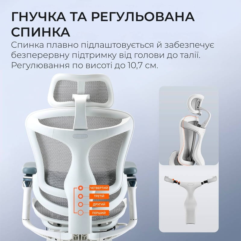 Крісло офісне Sihoo Doro C300 Pro Mesh White with footrest (Doro-C300-Pro-M102-JT)