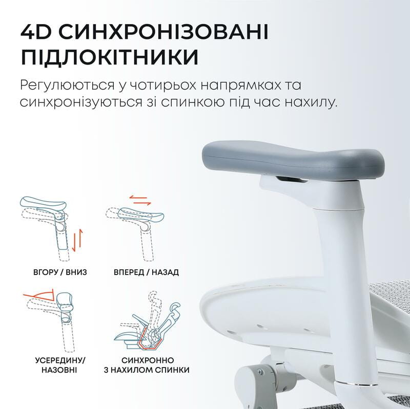 Крісло офісне Sihoo Doro C300L Mesh White with footrest (Doro-C300L-A3-102-JT)