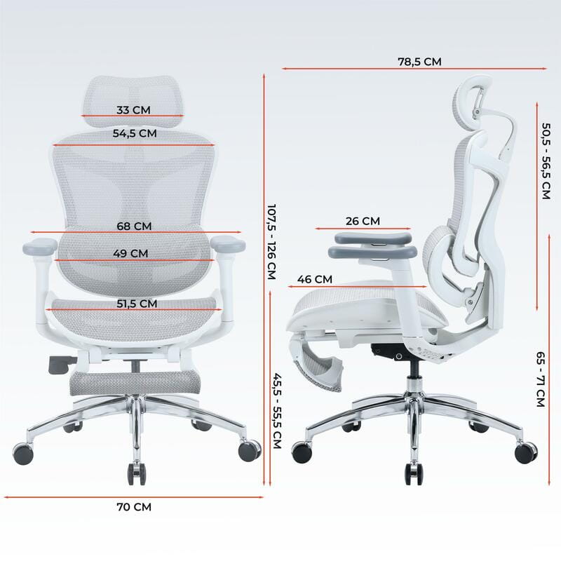 Крісло офісне Sihoo Doro C300L Mesh White with footrest (Doro-C300L-A3-102-JT)