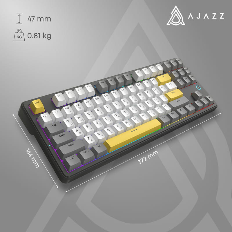 Клавіатура Ajazz AK870 V2 Flying Fish Switch Black USB-C (AK870-V2-FF-BGY)