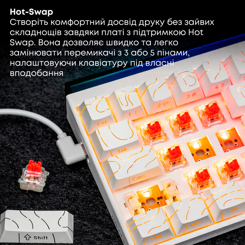 Клавиатура Ajazz NK68 Red Switch White USB-C (NK68-R-S-W)