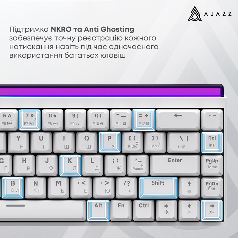 Клавиатура Ajazz NK68 Red Switch White USB-C (NK68-R-W)
