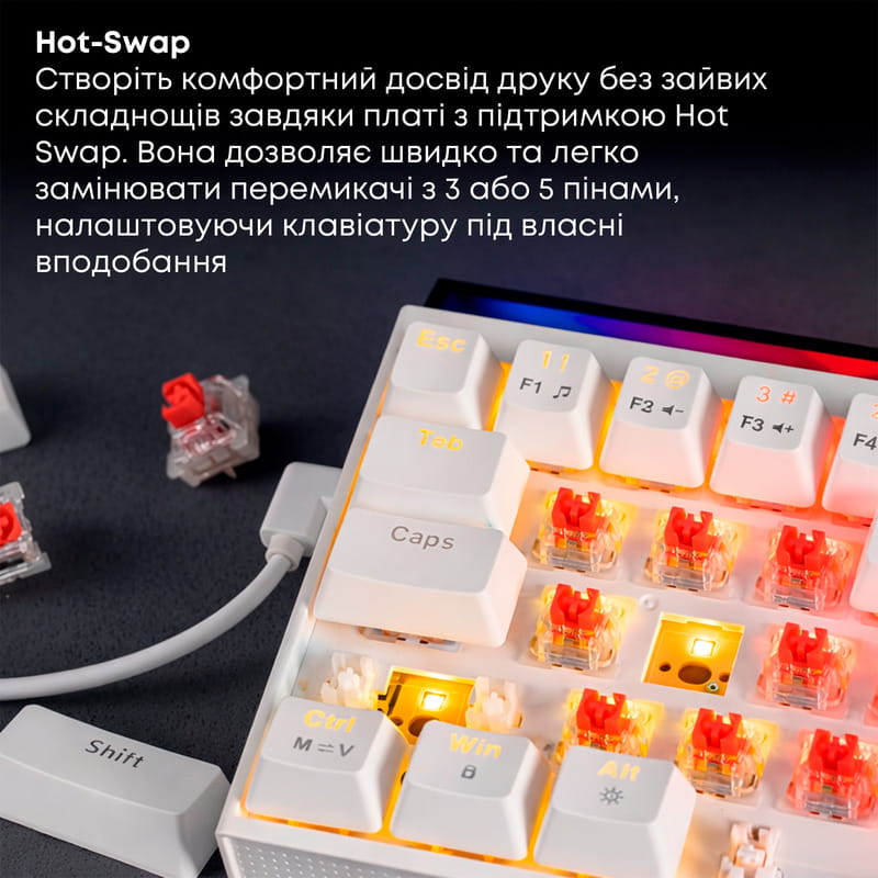 Клавіатура Ajazz NK68 Red Switch White USB-C (NK68-R-W)