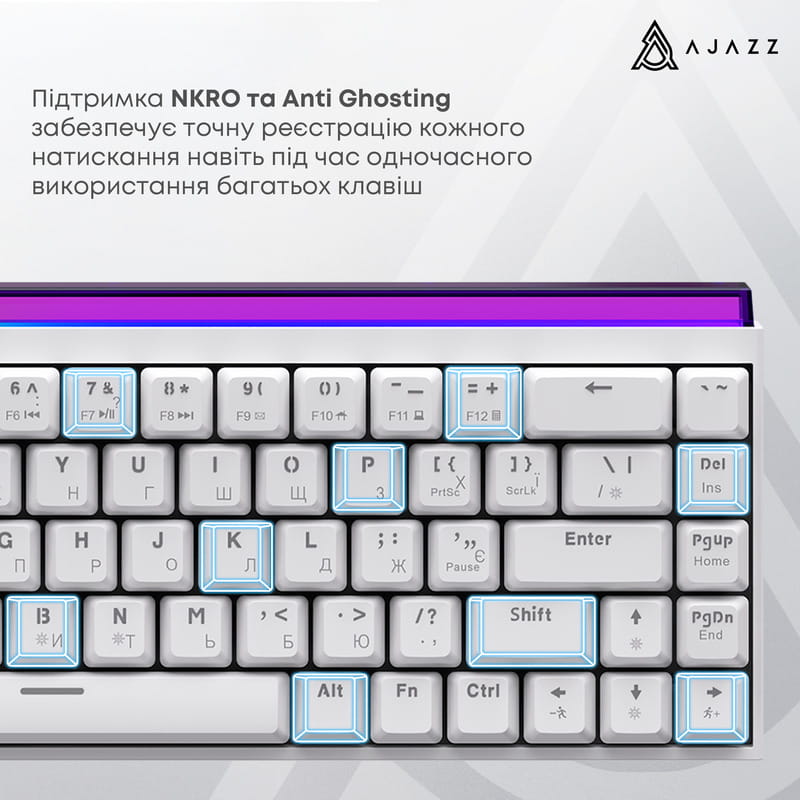 Клавіатура Ajazz NK68 Red Switch White USB-C (NK68-R-W)
