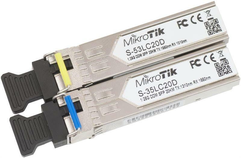 Модуль SFP MikroTik S-3553LC20D пара (1.25G Single Mode, LC, до 20км, підтримує DDM)
