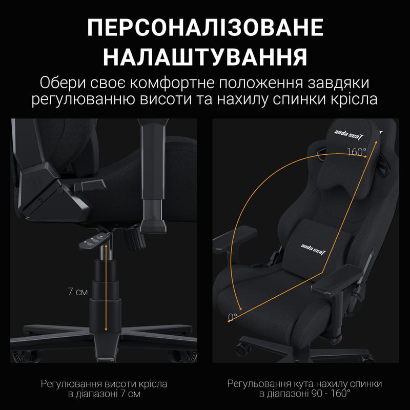 Кресло для геймеров Anda Seat Kaiser Frontier Size XL Black Fabric (AD12YXL-17-B-F-B02)