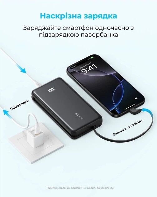 Універсальна мобільна батарея Anker Zolo 20000mAh 22.5W Black (A110EH11)