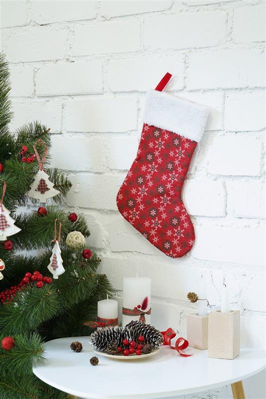 Носок для подарков ColorWay (CW-MCS38RED) Merry Christmas, 38см, Red/Snowflakes